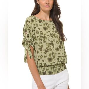 Michael Michael Kors Women's Green Smocked Blouse Top Size 2X